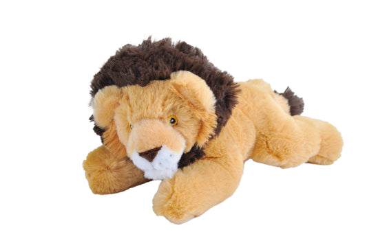 Mini plush lion with soft golden fur and dark brown mane
