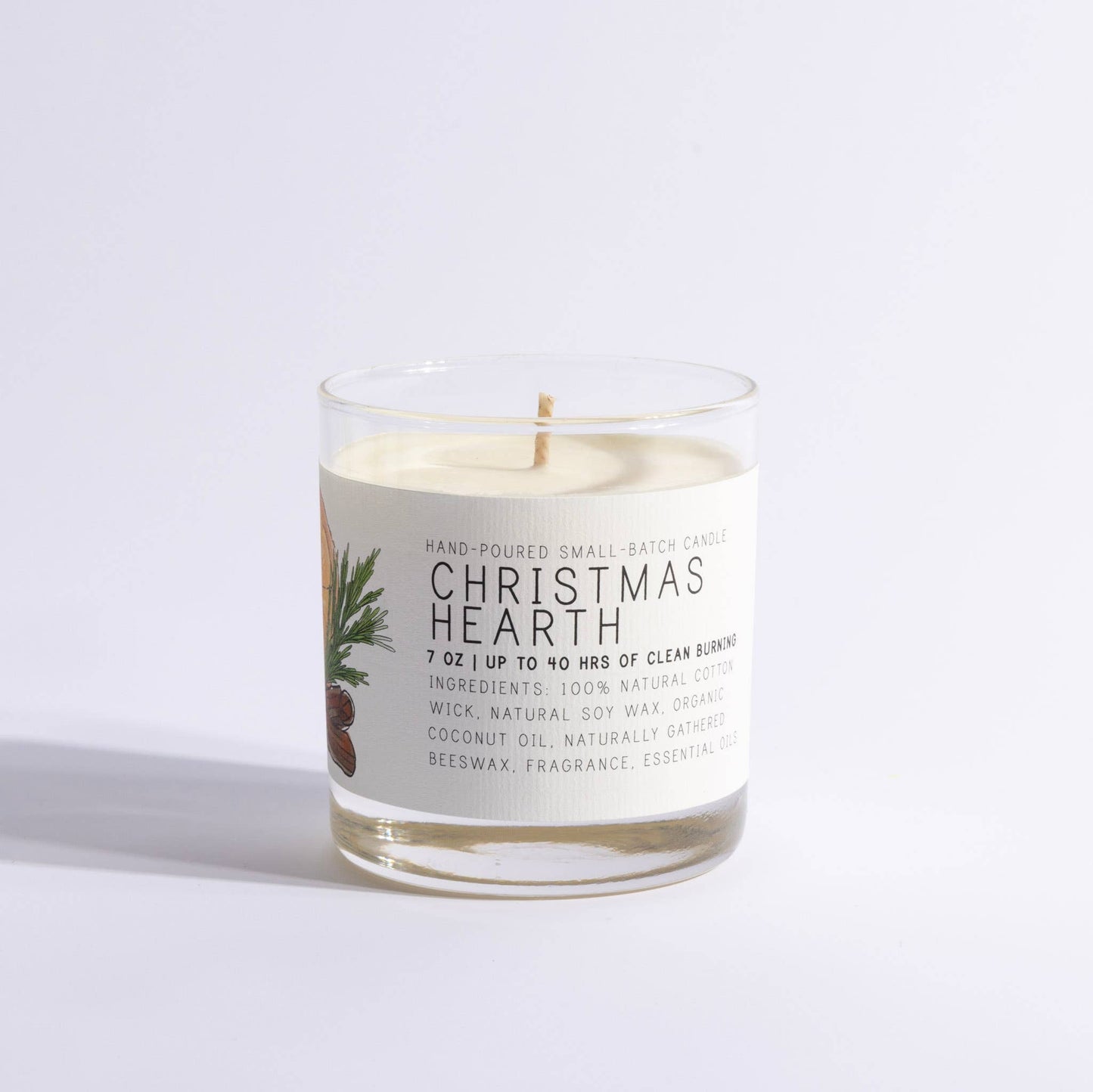 Glass Candle with Cinnamon and Pine – Christmas Hearth, Medium | Unique Christmas Gifts for Adults