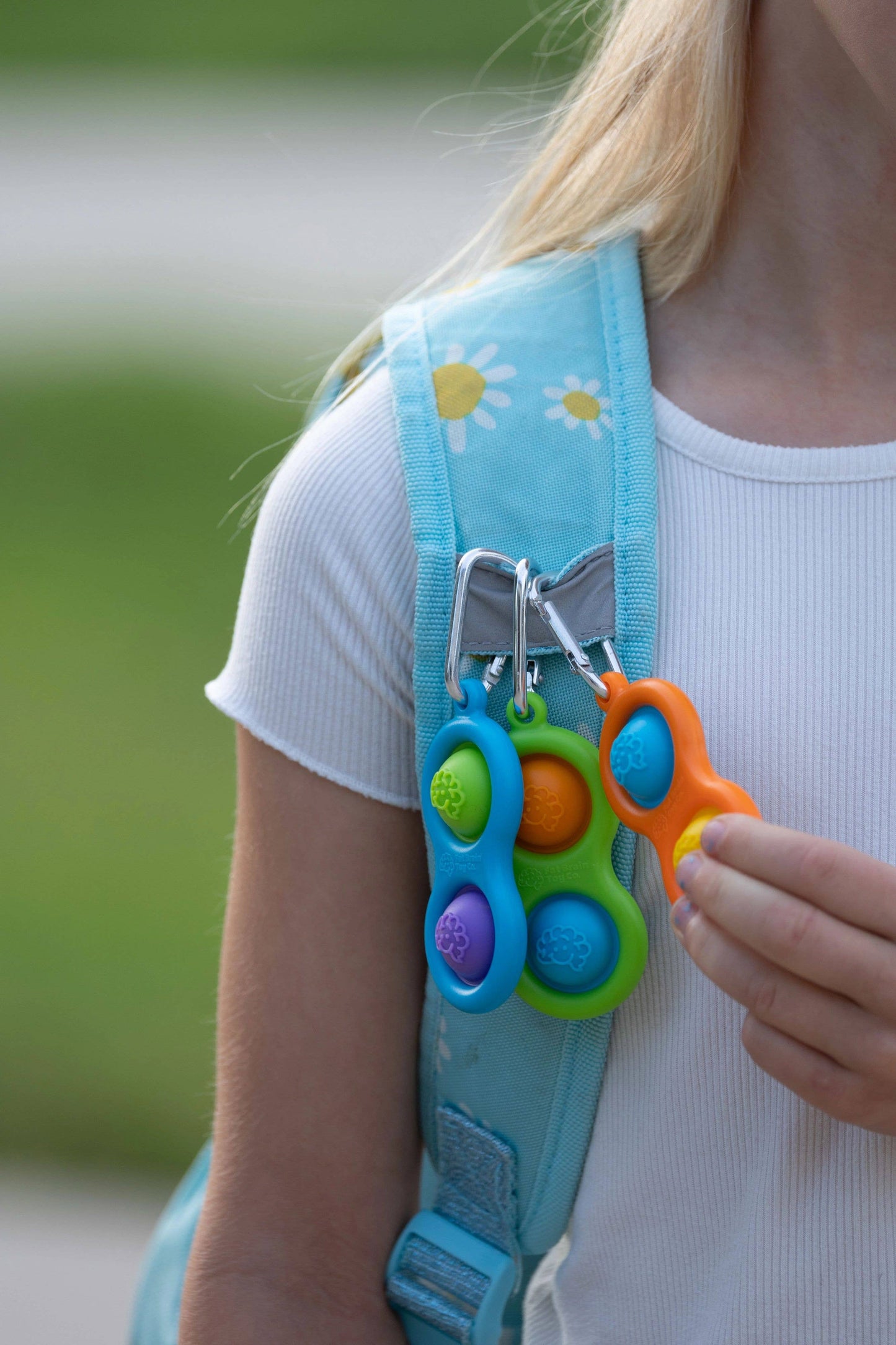 Simpl Dimpl – Bright Colors Keychain Fidget Toy - Blue/Green/Orange