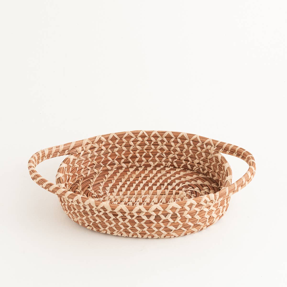 Handwoven Pine Needle Basket with Handles – Oval Design | Unique Gifts, Birthday Gifts for Her