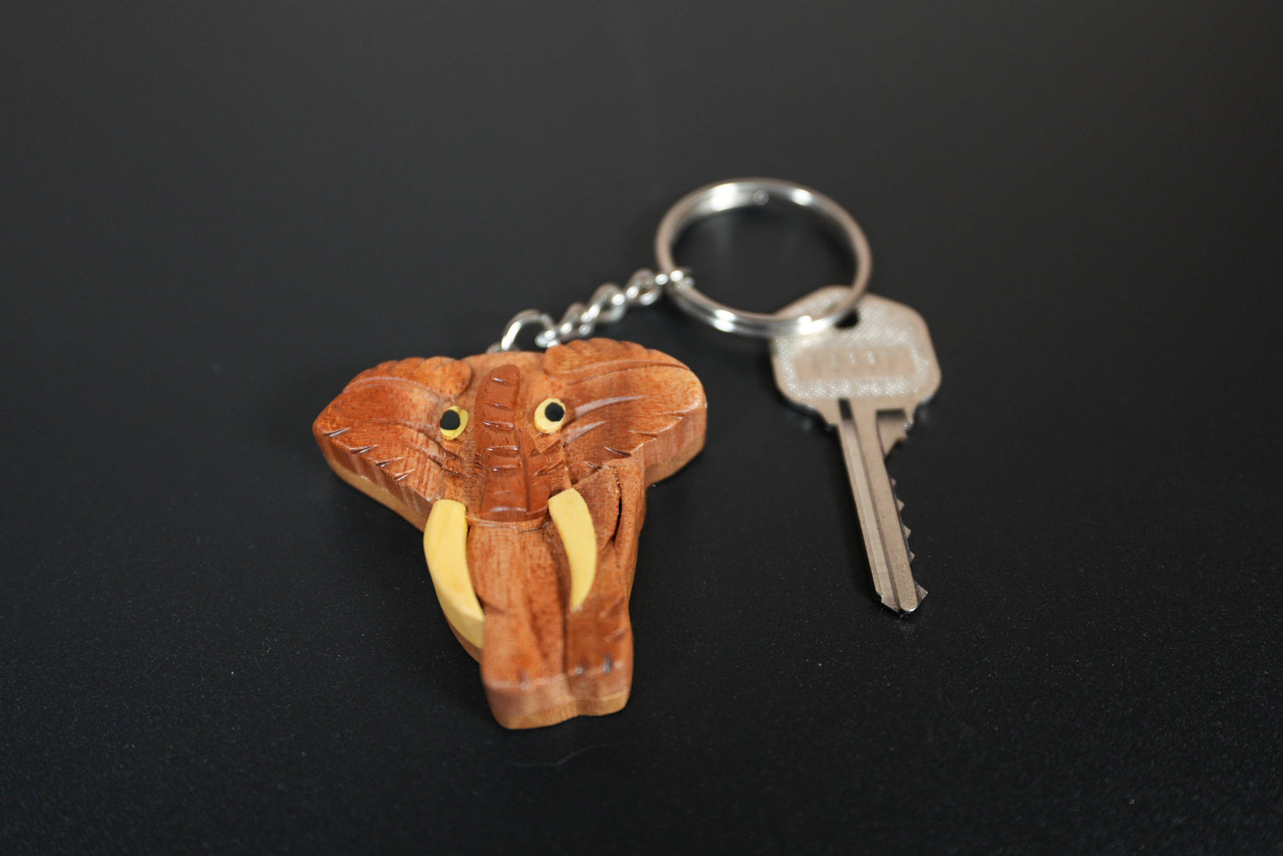 Elephant - Hand Carved Keychain