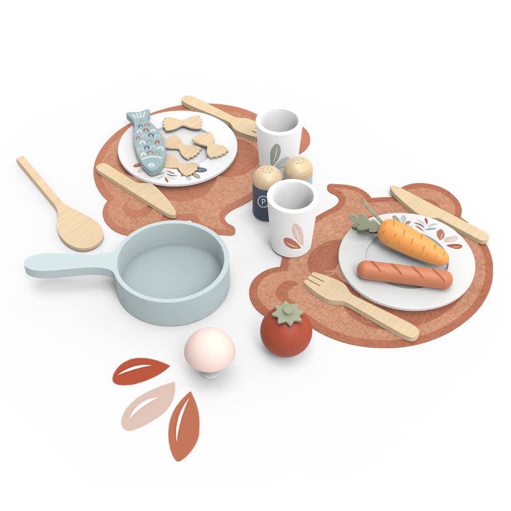 Wooden Dining Set – Pretend Play Mealtime for Two