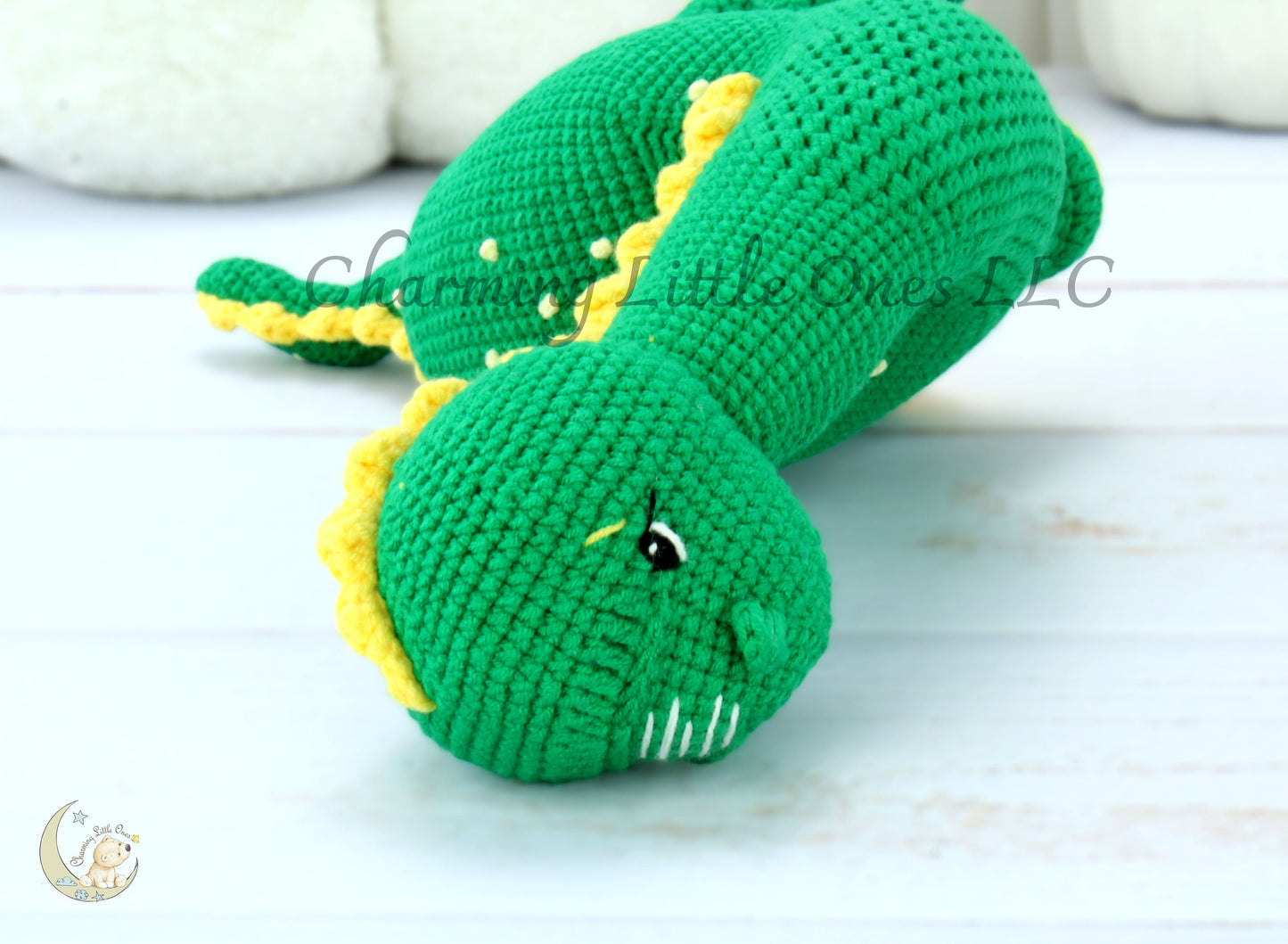 Dinosaurio de crochet hecho a mano, Dinosaurio verde, Regalo de animal de peluche, Juguete ecológico, Regalo de baby shower, Juguete sensorial, Animal de peluche amigurumi,
