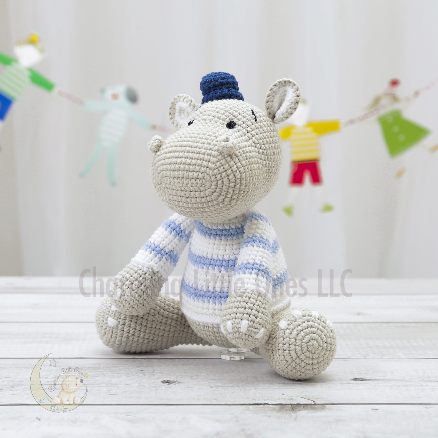 Hipopótamo de peluche suave, hipopótamo de crochet, juguete amigurumi, regalo de animal de peluche, regalo de baby shower, regalo para recién nacido, anuncio de nacimiento, primer cumpleaños