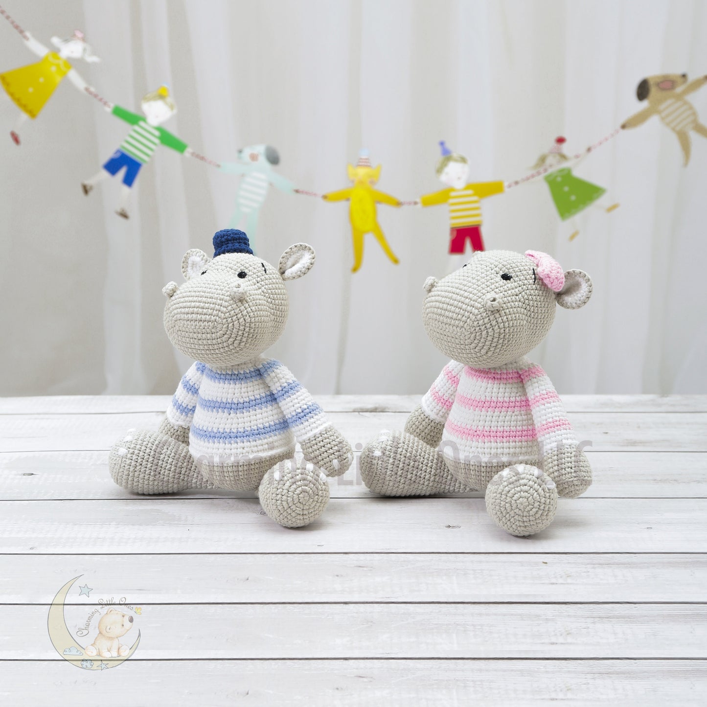 Hipopótamo de peluche suave, hipopótamo de crochet, juguete amigurumi, regalo de animal de peluche, regalo de baby shower, regalo para recién nacido, anuncio de nacimiento, primer cumpleaños