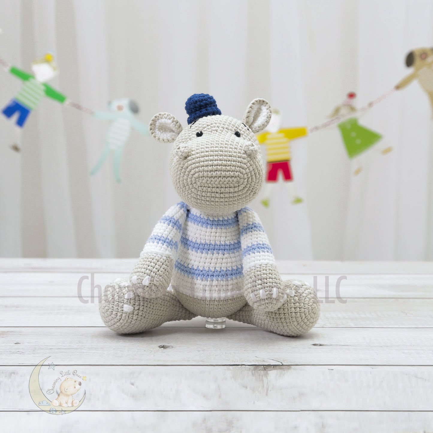 Hipopótamo de peluche suave, hipopótamo de crochet, juguete amigurumi, regalo de animal de peluche, regalo de baby shower, regalo para recién nacido, anuncio de nacimiento, primer cumpleaños