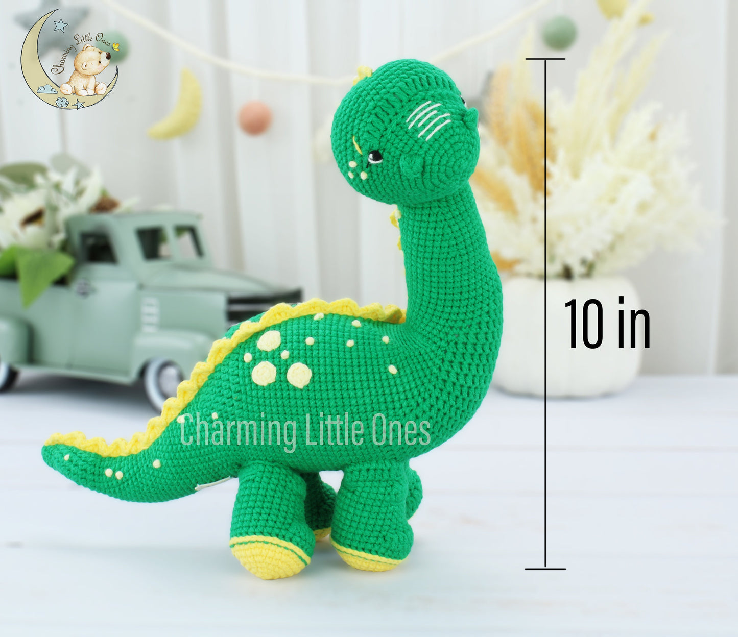 Dinosaurio de crochet hecho a mano, Dinosaurio verde, Regalo de animal de peluche, Juguete ecológico, Regalo de baby shower, Juguete sensorial, Animal de peluche amigurumi,