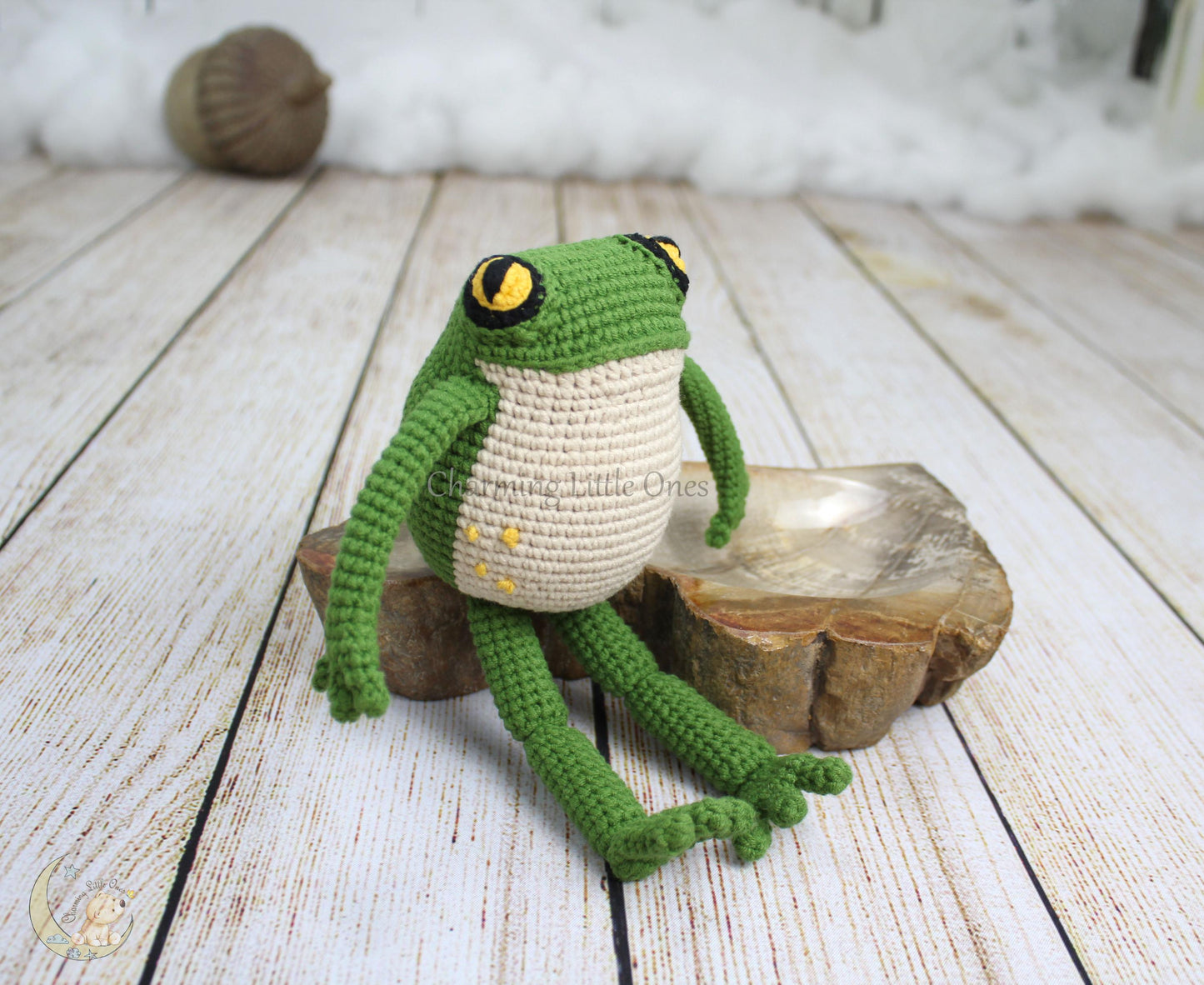 Rana de crochet hecha a mano hecha a pedido, rana verde de peluche, rana de peluche, regalos de cumpleaños, rana decorativa para guardería, regalo de cumpleaños para niños