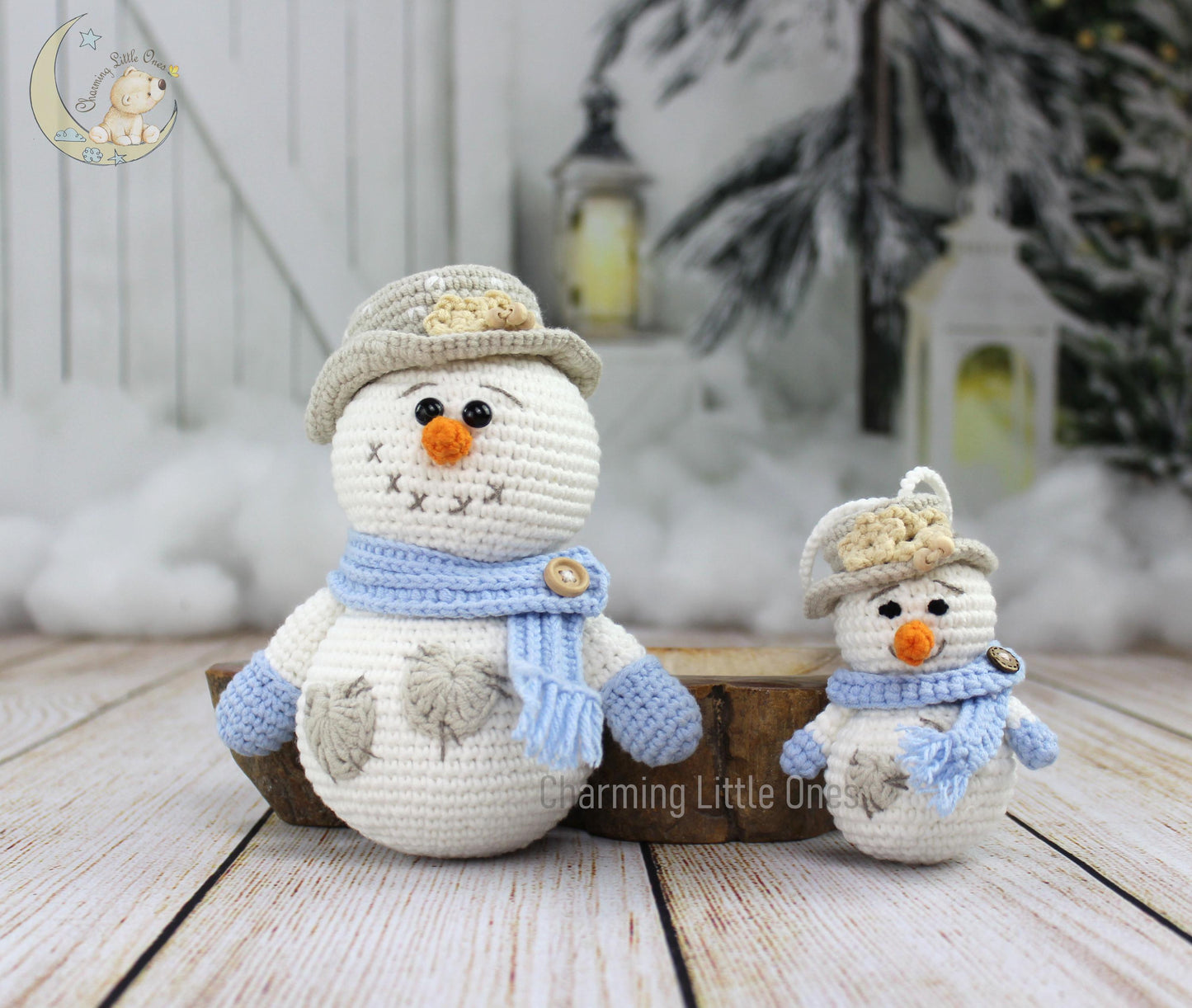 Crochet Snowman - Handmade 4.5" & 6.5" & 9"
