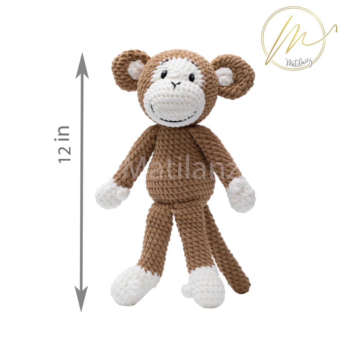 Crochet Monkey Plush - Handmade 11"