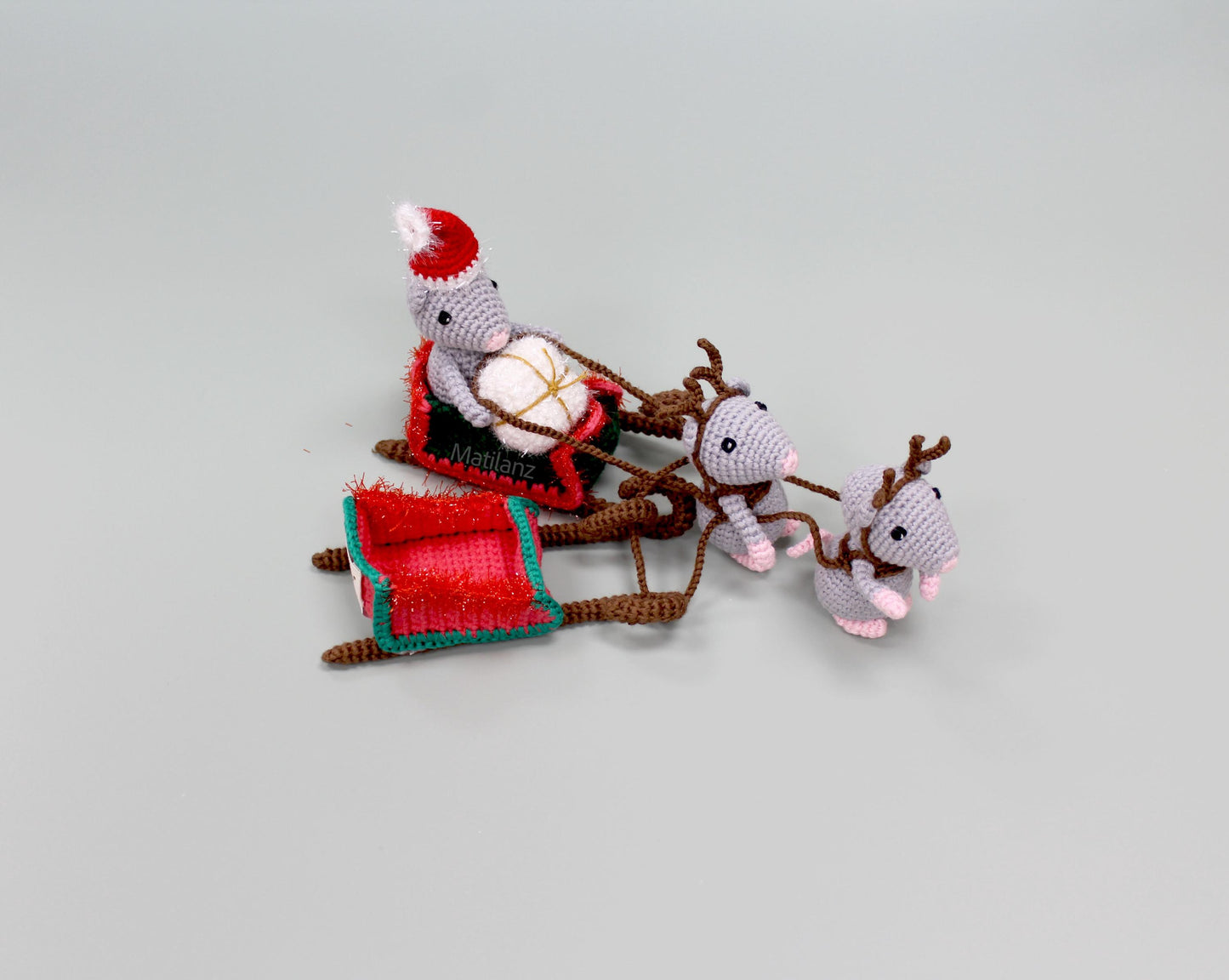 Mouse & Sleigh Set, 4 Pieces