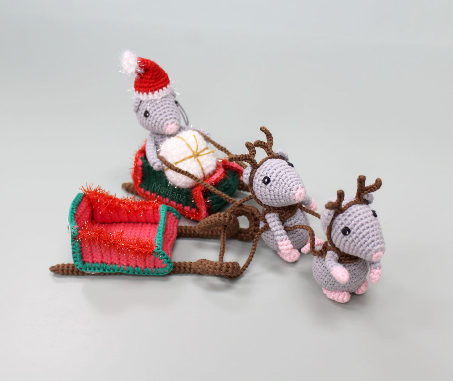 Mouse & Sleigh Set, 4 Pieces