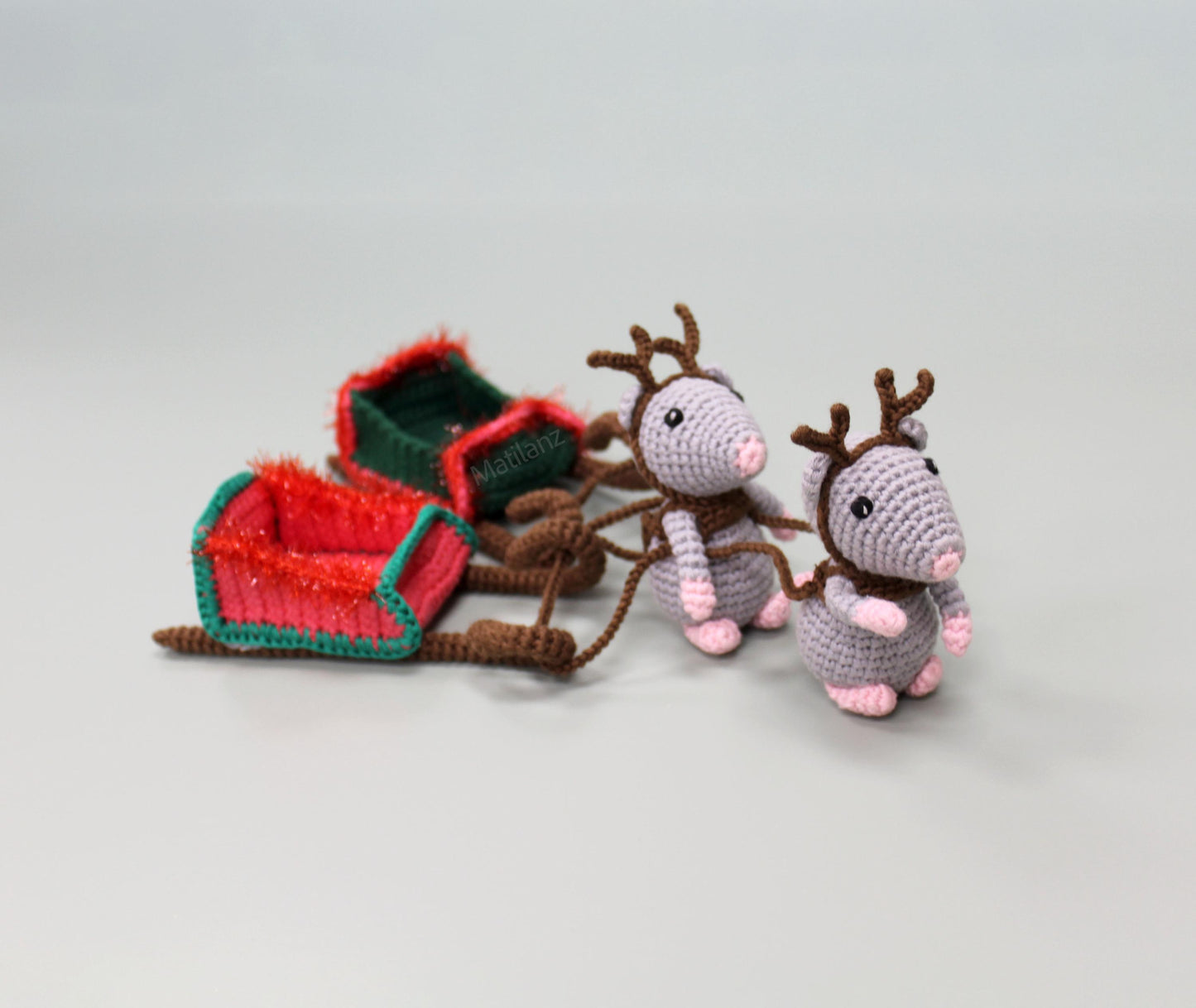 Mouse & Sleigh Set, 4 Pieces