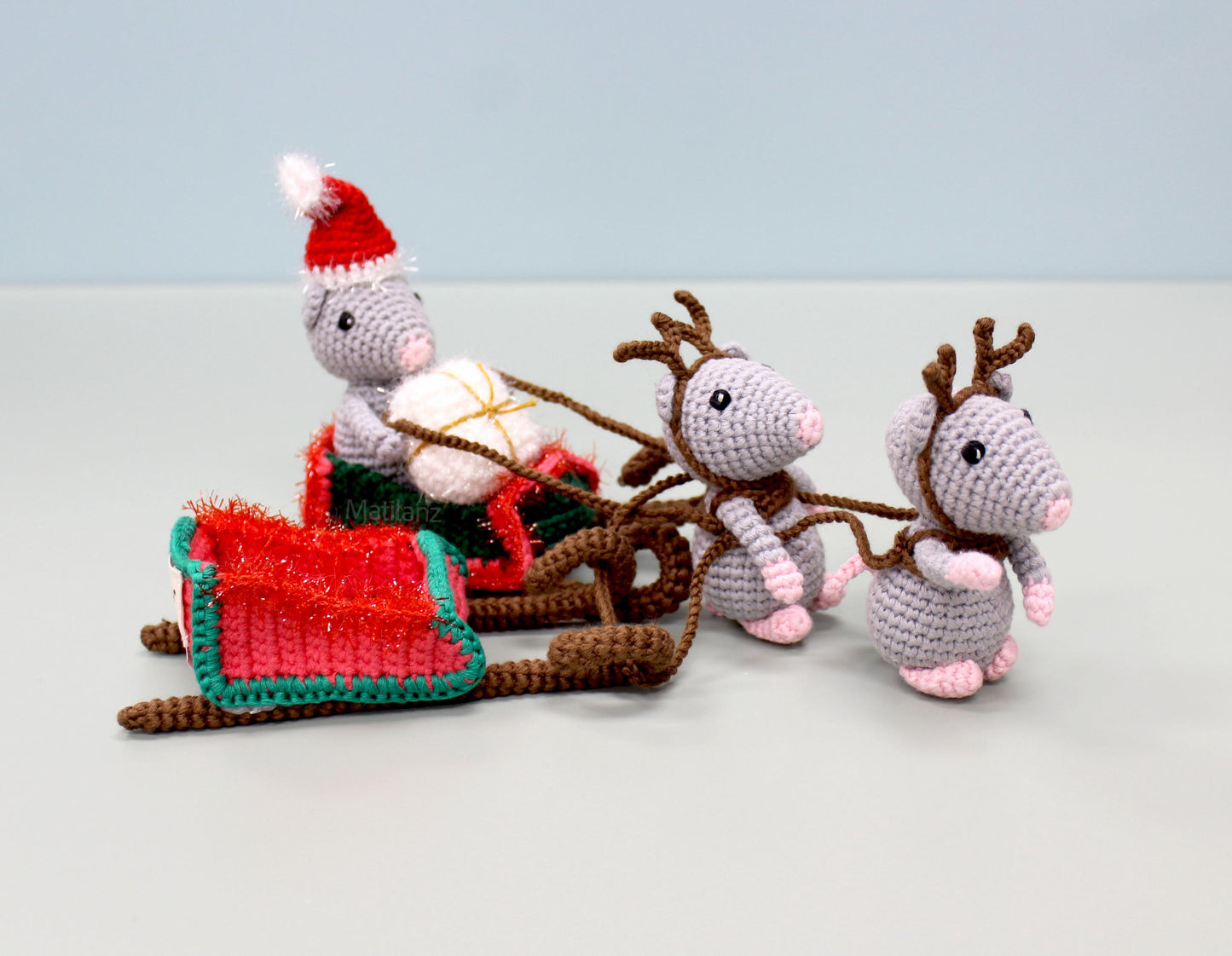 Mouse & Sleigh Set, 4 Pieces